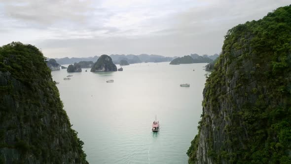 Drone view of Halong Bay in Vietnam