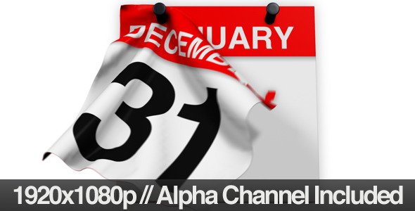Calendar Revealing the New Year + Alpha Channel