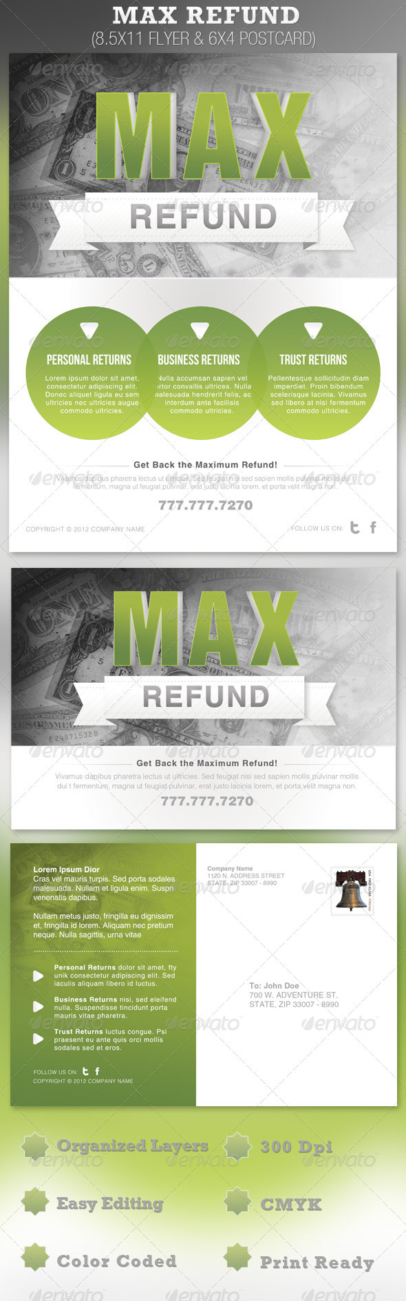 Max Refund Flyer and Postcard Template