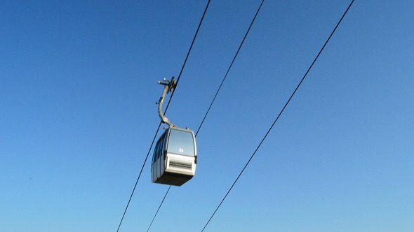 Cable Car Running with Blue Sky at Background