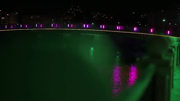 Bridge and Water, Night Overview. 01.01.2018, Amasya Turkey.