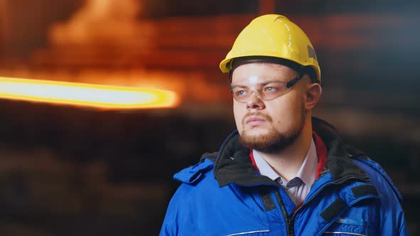 Metal Production Worker on His Workplace