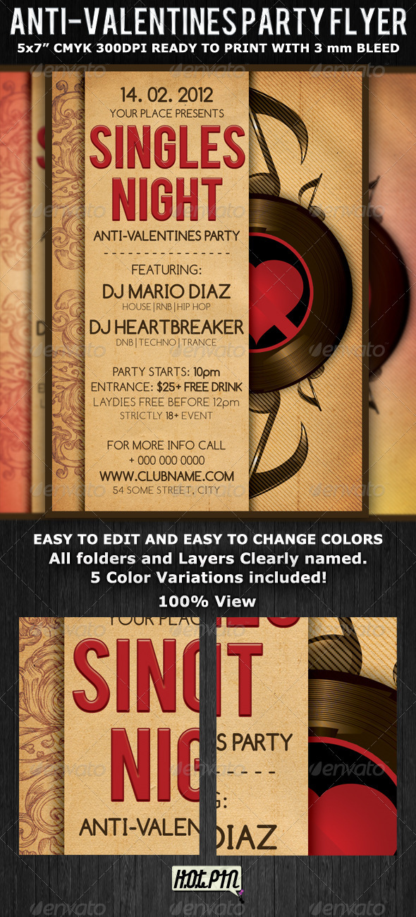 Singles Valentines Party Flyer Template