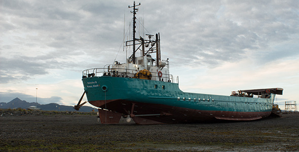 Clouds Roll over Ship Run Aground