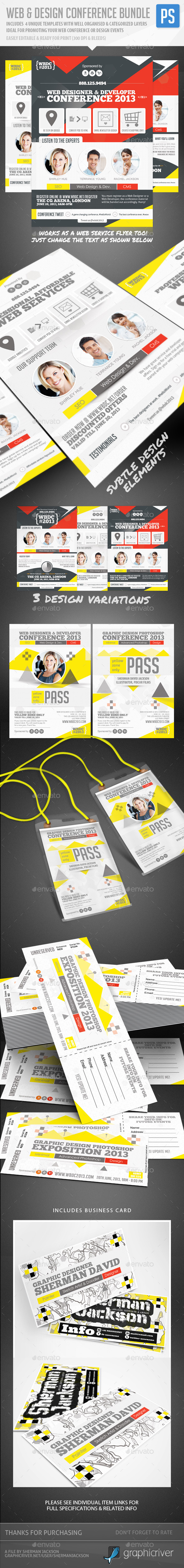 Web & Design Conference Flyer, Pass & Badge Bundle