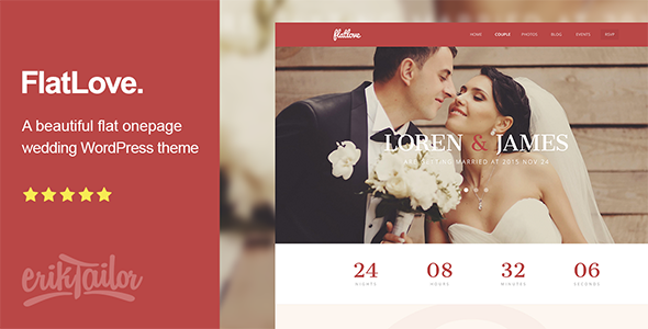 FlatLove - Flat Onepage Wedding WordPress Theme