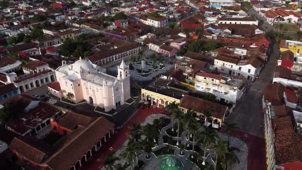 Aerial drone shot of Tlacotalpan, Veracruz