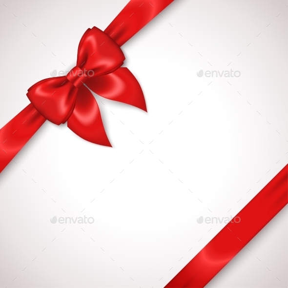 Satin Red Ribbon With Bow Isolated On White.