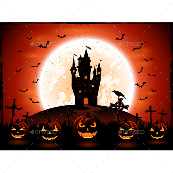 Halloween Pumpkins and Castle