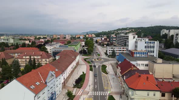 Aerial view of the town of Vranov nad Toplou in Slovakia