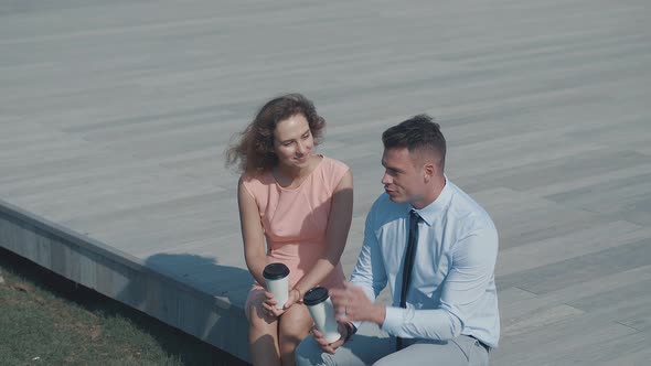 Smiling couple outdoors