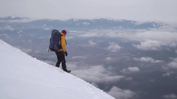 Traveller in the Mountains in Winter