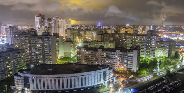 The Lights of Kiev City Night