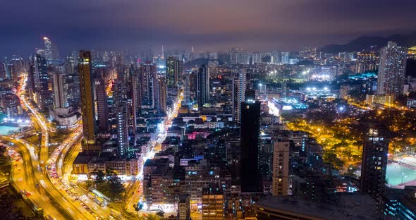 Hong Kong city at night, timelapse