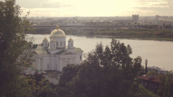 Church On The Background Of a Road Bridge