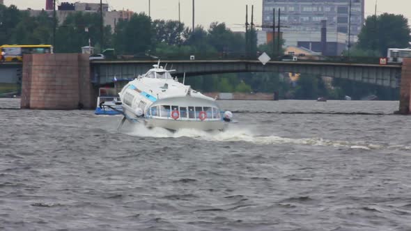 Meteor - Hydrofoil Boat On Neva River In St. Petersburg Russia 1