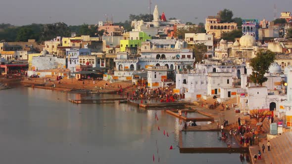 Ritual Bathing In Holy Lake - Pushkar India 1