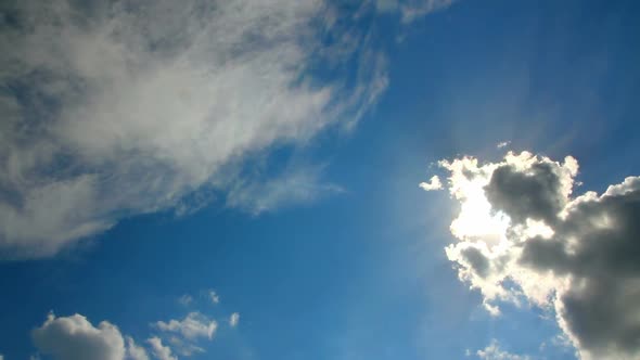 Clouds And Sun On Blue Sky
