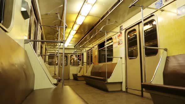 Interior Of Moving Subway Car