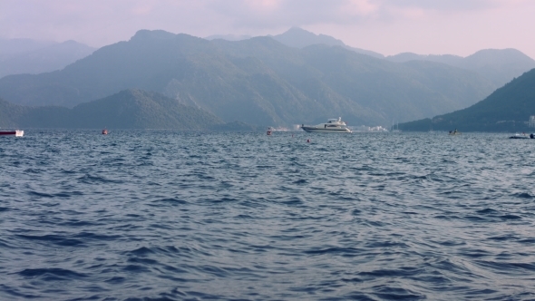 Summer Landscape With Sea, Mountain Range And