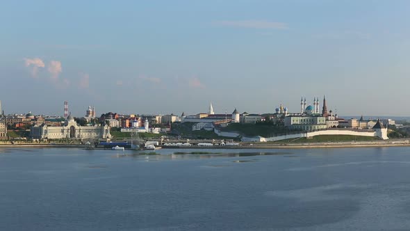 Landscape  Kazan Kremlin Near River At Sunset - Russia,