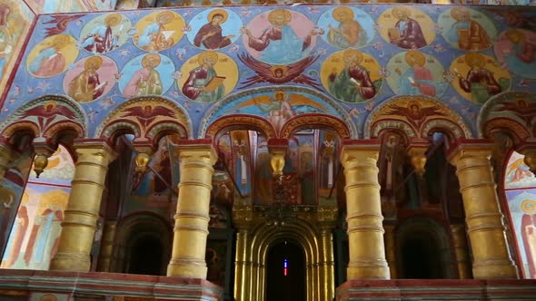 Interior Of The Temple  Ancient Paintings In Rostov Veliky - Golden Ring Of Russia, Pan View 4 alt