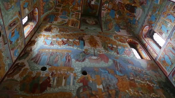 Interior Of The Temple  Ancient Paintings In Rostov Veliky - Golden Ring Of Russia, Tilt View 5
