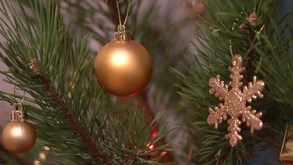 Decorated Christmas Tree  Flashing Garlands Closeup 1