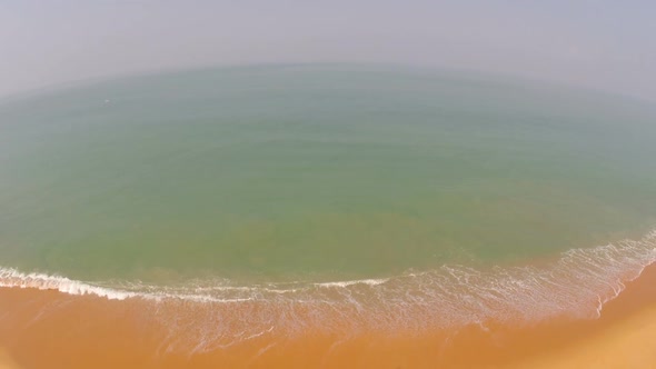 Flying Over Sand Beach And Sea Waves 2