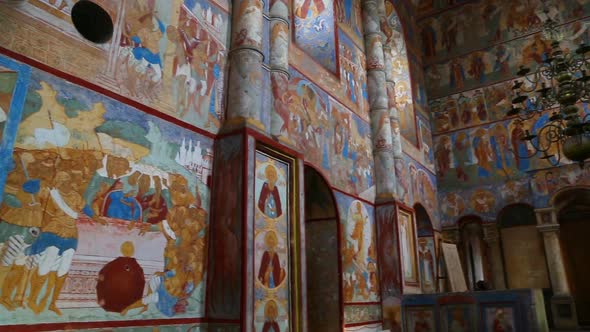 Interior Of The Temple  Ancient Paintings In Rostov Veliky - Golden Ring Of Russia, Pan View 2