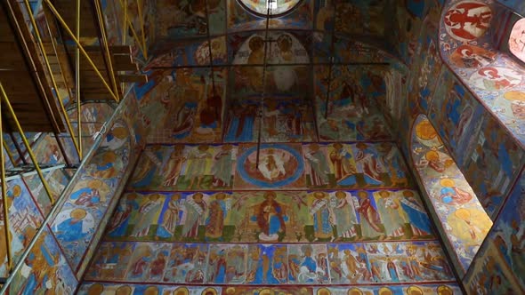 Interior Of The Temple  Ancient Paintings In Rostov Veliky - Golden Ring Of Russia, Tilt View 2