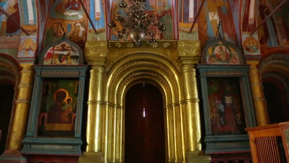 Interior Of The Temple  Ancient Paintings In Rostov Veliky - Golden Ring Of Russia, Tilt View 3