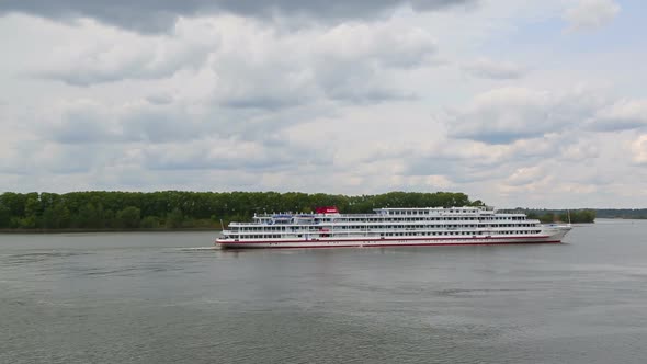 Passenger Cruise Ship On The Volga River In Russia
