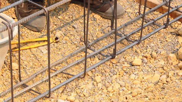 Worker Bending And Bundle Steel For Construction Job 2