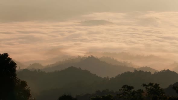 Mist Moving With Big Mountain In The Morning 2