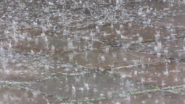 Heavy Rain Drops On The Pavement 2