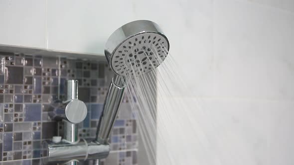 Modern Shower Head In Bathroom Spray Water