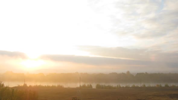 Rural Mist Landscape  Sunrise Over Lake 2