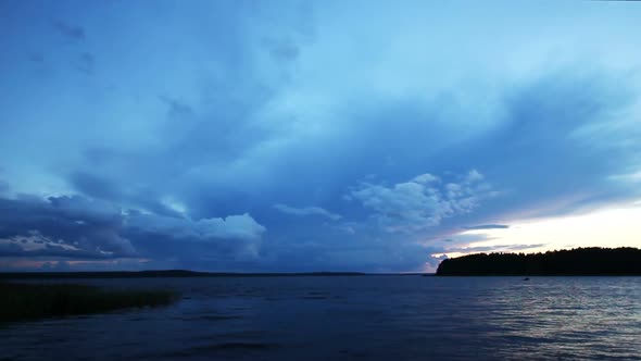 Approaching Storm On Lake After Sunset - 1