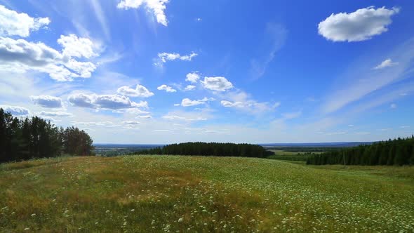 Landscape  Clouds Moving Over Summer Meadow 2