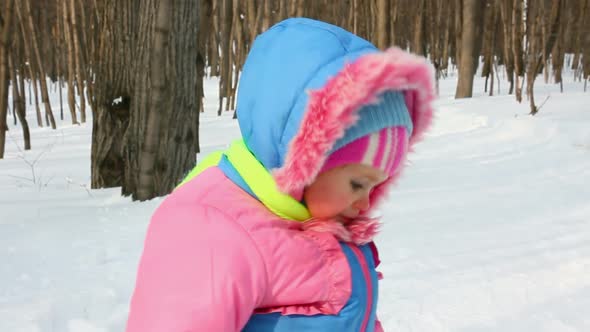 Baby Girl Walking In Winter Park 4