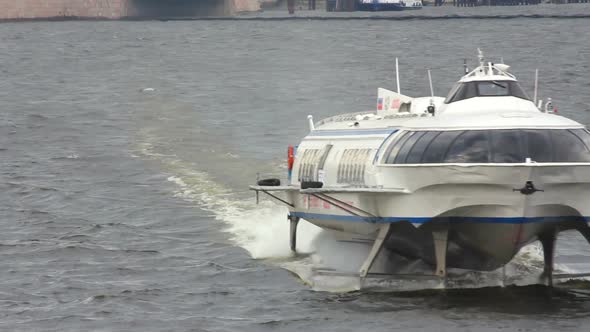 Meteor - Hydrofoil Boat On Neva River In St. Petersburg Russia 3