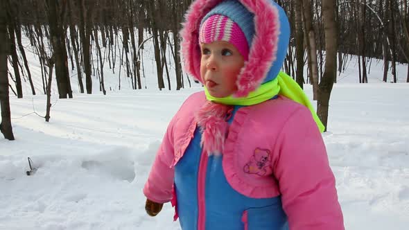 Baby Girl Walking In Winter Park 6