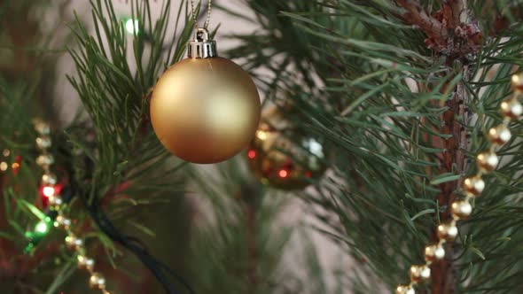 Decorated Christmas Tree  Flashing Garlands Closeup 2