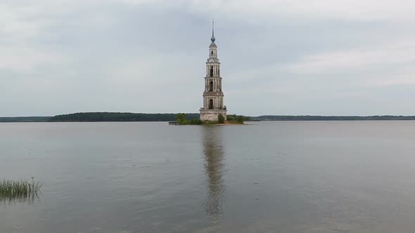 Famous Flooded Belfry On The Volga River In Kalyazin, Russia 1