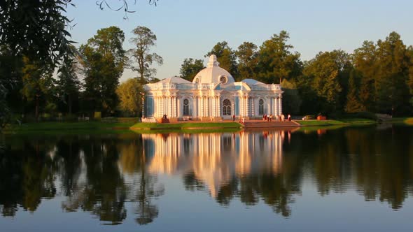 Pavilion On Lake In Pushkin Park St. Petersburg Russia