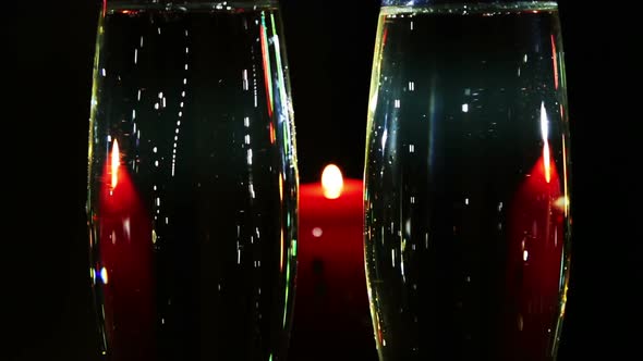 Glasses  Champagne And Candle - Romantic Evening 1