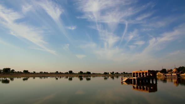 Landscape  Palace On Lake In Jaisalmer India 1