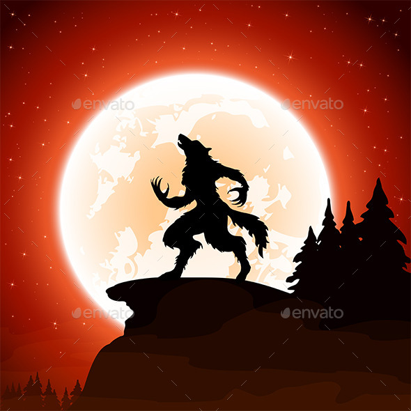 Halloween Background with Werewolf