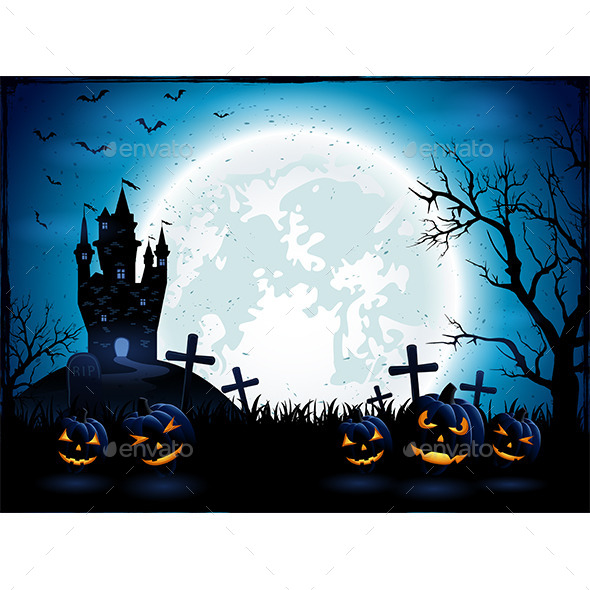 Halloween Pumpkins and Dark Castle